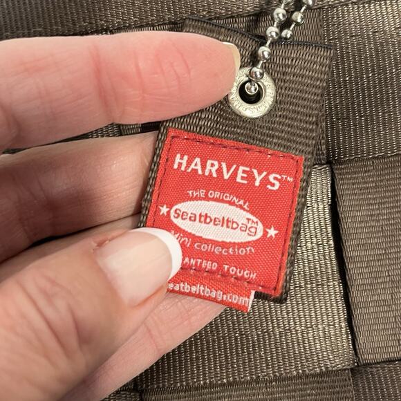 Harveys Seatbelt Purse Crossbody Bag Brown Chestnut Expresso 10"x10" Zip Closure - Picture 5 of 16